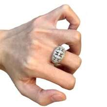 Anello antico vintage in pizzo cavo pieno di diamanti, leggero, lussuoso, retrò, artigianale, temperamento, personalità, anello impilabile