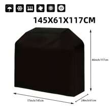 1pc Extra-Large Heavy-Duty Waterproof Grill Cover - Durable BBQ Accessory For Camping & Hiking, Heat Resistant, Easy To Clean, Weatherproof Protection For Outdoor Grills, Black Polyester With Drawstring Closure, Grill Covers For Outside