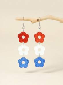 1 par de pendientes casuales con gota de color bandera de EE. UU. y estrella de acrílico para mujeres y niñas, accesorios patrióticos para el Día de la Independencia