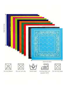 12 pièces Foulard/Châle/Bandana unisexe à motif cachemire imprimé, style pop hip hop . Convient pour les voyages, les fêtes et les concerts pour hommes et femmes