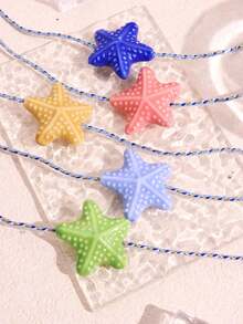 1pc Summer Beach Vacation Design Starfish Pendant Necklace, Women Fashion Jewelry, Suitable For Daily And Beach Resort Outfits - Multicolor - View 1