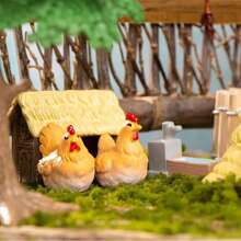 A Cute Resin Micro Landscape Ornament Featuring Animal Figurines Like Puppy, Piglet, And Lamb