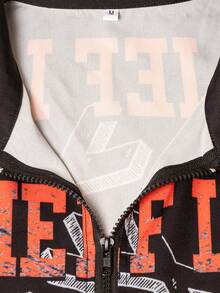 Spring/Summer Men's Fashionable Street Style Black And Red Print Short Sleeve Shirt - Black - View 8