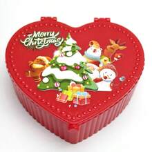 صندوق مجوهرات قلب أحمر بشكل قلب مصنوع من البلاستيك بنقوش عيد الميلاد، مناسب لتخزين وعرض المجوهرات، مناسب لتعبئة مستحضرات التجميل، صندوق هدايا عيد الميلاد.
