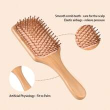 3 In 1 Bamboo Hair Brush Set - Natural Bamboo Comb Paddle Detangling Hairbrush, Tail Comb No Bristle & Round Brush With Boar Bristle & Nylon, Suit For Women Men, Thick/Thin/Curly/Dry Hair Gift Kit