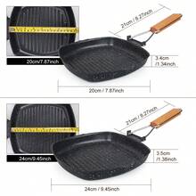 ABKOK Breakfast, Rice, Stone Beef Steak, Frying Pan, Striped Non Stick Pan, Household Flat Bottomed Pan, Gas Universal Multifunctional Gift Pot - Black - View 2