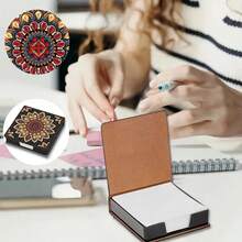 DIY 5D 钻石画套装 - 曼陀罗图案笔记本便签盒 - 独特的手工礼物，钻石艺术套装，不对称圆形，适合办公室和家庭书桌的独特手工礼物 - 彩色 - 查看 6
