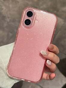 1 件星光闪亮透明软硅胶手机壳，兼容 16、16E，兼容 16 Plus、15、14、13、12、11 Pro Max Plus、8、7，是光明节和圣诞节的理想礼物 - 粉色 - 查看 2