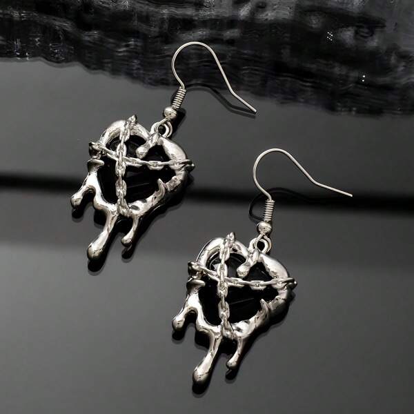 1 Paar gotische Punk Rock Flüssig Rot und Schwarz Herz Anhänger Ohrringe, geeignet für Frauen, modisch kreative ästhetische Grunge Y2K Schmuck EMO Accessoires, Geschenk zum Valentinstag