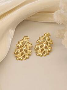 8 Pcs Women's Fashion Elegant Gold Acero Inoxidable Earring Set, Featuring Jewelry Elements Of Starfish, Shells, Seashells, And Coral, Hypoallergenic, Colorfast, Suitable For Daily Wear, Graduation Season Gift