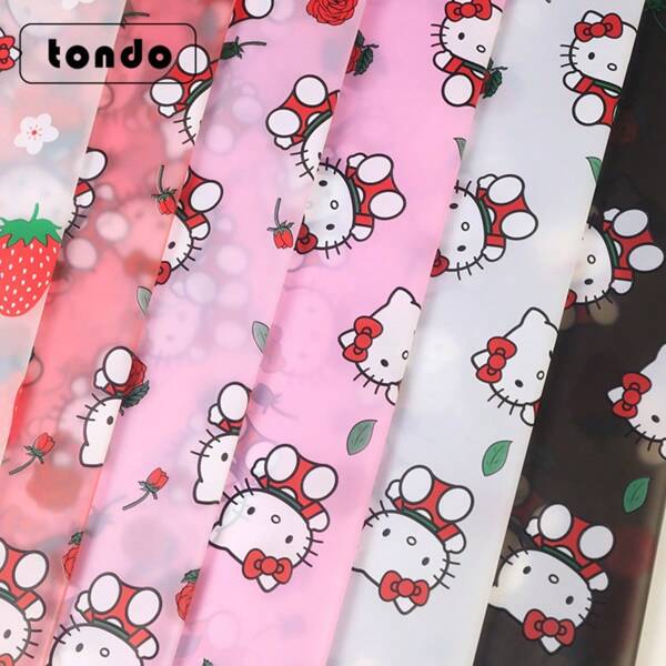 Sanrio Papel de regalo con diseños de dibujos animados y anime, 20 piezas de papel de regalo plegable plano con el personaje de gatito de canela, suministros para regalos de fiesta, Navidad, cumpleaños, papel mate con borde mágico Hansoku, papel de regalo con flores de Hello Kitty, papel de regalo para ramos semi-transparente