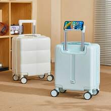 14 Inch Compact Lightweight Durable Carry-On Luggage, Fashion Travel Suitcase With 360° Spinner Wheels, Essential For Travel - White - View 2