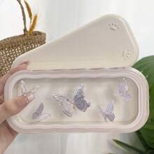 1 pièce Étui à lunettes à motif fleur, papillon et nœud, monture de lunettes transparente et résistante aux chocs. Boîte de rangement pour lunettes de mode pour hommes et femmes et bijoux, en matériau plastique, ouverture et fermeture magnétiques, grand espace convenant à toutes sortes de lunettes de soleil. Fournitures de stockage idéales.
