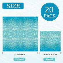 20 件/40 件/60 件/套，海洋餐巾 13 X 13 英寸，波浪纸巾海洋主题一次性鸡尾酒餐巾适用于单胎出生派对新娘婴儿洗礼海滩生日派对一次性餐巾装饰