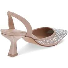 Zapato Zapatilla De Tacón Mujer Color Beige De 6 Cm Destalonada Con Brillos Y Plantilla Sintética Satín - Beis - Ver 2
