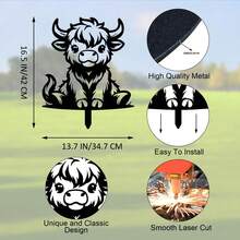 1 Stück Cartoon Kuh geformt Gartenstecker Dekor, niedlich für Garten, Pflanzer, Rasen, Bauernhof, Cut Out