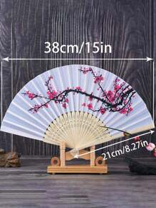 1pc/3pcs Chinese Style Ink Painting Plum Blossom Female Folding Fan Silk Fan Wedding Elegant Plum Blossom Silk Fan Summer Cooling,Beach,Travel
