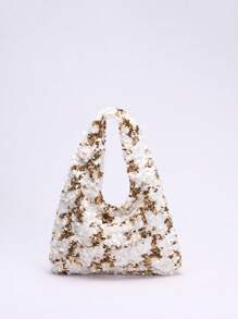 1 bolsa clutch brilhante com lantejoulas da moda e design plissado, adequada para vestido de noite, banquete e festa