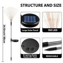 1 Peça 90/150/200/300/400 Luzes de Fogos de Artifício Alimentadas por Energia Solar com 8 Modos Diferentes, Projetadas para Uso Externo e Perfeitas para Pátios, Camping e Caminhos, Disponíveis nas Opções de 60, 200 ou 300 LEDs.