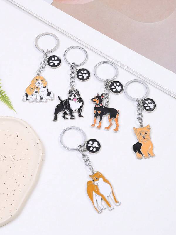 1pc Alloy Bulldog Keychain Man Car Key Ring Birthday Present Student Backpack Pendant Best Friend's Gift Pet Dog Charm