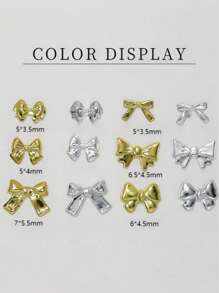 50PCS Alloy Bow Wearing Nail Decoration Mini Metal Rivets Gold And Silver Ribbon Nail Accessories