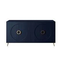 Modern Lacquered 4 Door Wooden Cabinet Sideboard Buffet Server Cabinet Storage Cabinet, For Living Room, Entryway, Hallway, Office, Kitchen And Dining Room, Navy Blue-450 - Multicolor - View 9
