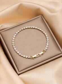 New Flower & Four-Leaf Clover Zirconia Bracelet & Bangle Set, Multi-Element Accessory Set Suitable For Women's Daily Wear, Versatile