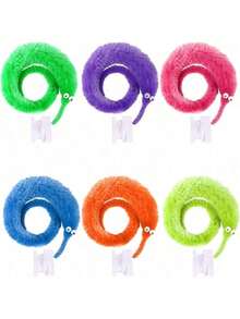 6 Stücke/12 Stücke/1 Stück/9 Stücke Regenbogen-Augen Beweglicher Zauberwurm, Plüschiger verdrehter Wurm Zauber Spielzeug Party Geschenk (Farben der Stücke werden zufällig versendet)