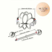 1 paire de bijoux de piercing corporel en forme de lotus en acier inoxydable. Anneaux pour mamelons en trois couleurs, accessoires de piercing corporel, convenant aux femmes pour le porter en été/toutes saisons, bijoux de corps/cadeau de piercing corporel