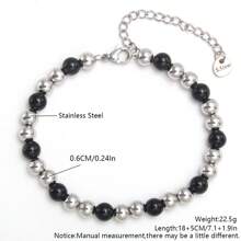1pc Stretch Stainless Steel Bracelets Gold Sliver Color 2MM 5MM 8MM Stacked Ball Beaded Bracelet For Women Men Jewelry