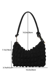 Bolso de hombro con pliegues tipo pompón en estilo dulce para mujeres, bolso versátil de unicolor para uso diario, bolso pequeño para teléfono móvil y monedas para eventos, bolso de viaje y compras para exterior, casual y práctico para estudiantes y trabajadores de oficina