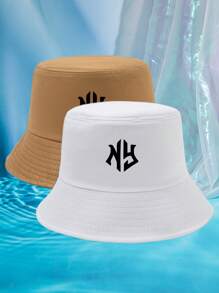 2-Pack Colorful Unisex NY Letter Pattern Couple Fisherman Hats, Suitable For Outdoor Travel, Beach Vacation, Sun Protection, Suitable For Festivals And Casual Fashion Matching, Best Halloween Holiday GiftMen's Sun Hat Summer Hat, Suitable For Summer Outdoor Activities Such As Hiking And Fishing