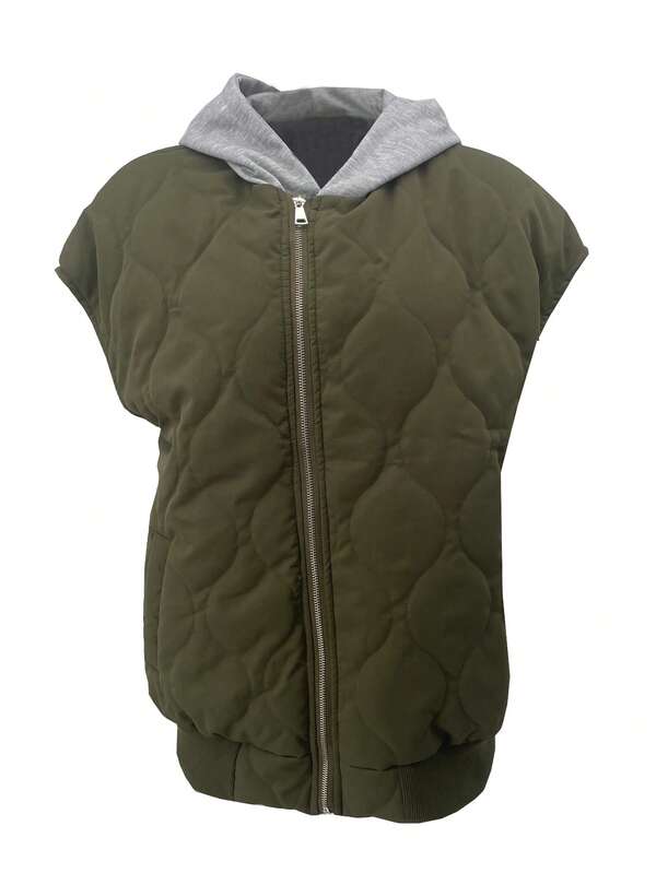 Women Quilted Thick Hooded Padded Vest For Autumn/Winter