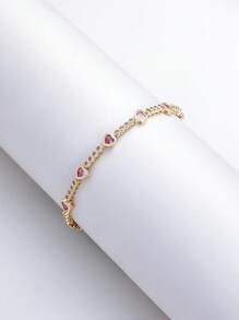 1 pulseira elegante de tênis com zircônia sintética em formato de coração para mulheres, presente luxuoso para dia dos namorados/aniversário