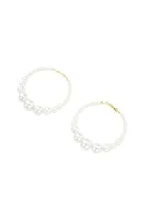 Elegant 1pc Faux Pearl Hoop Earrings For Women – Oversized Statement Jewelry With Graduated Circular Design, Lightweight Comfort Fit For Weddings, Photoshoots, Parties, Anniversaries – Classic And Accessory, Great Gift For Girls, Secure Clasp, Adds Glamour To Formal Looks, Ideal For Fashionistas And Pearl Lovers