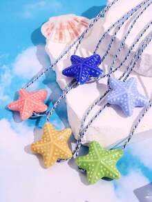 1pc Summer Beach Vacation Design Starfish Pendant Necklace, Women Fashion Jewelry, Suitable For Daily And Beach Resort Outfits - Multicolor - View 4