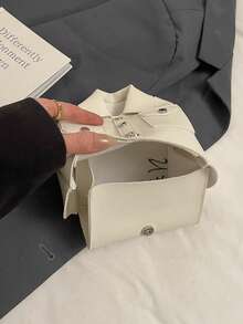 Retro Oily Skin Handbag, Casual Chain Shoulder Bag, Punk Vintage Pockets Decor, Solid Color PU Durable Material, Versatile Shoulder/Crossbody Strap, Halloween/Christmas Gift Bag, Retro Suit Case For Women, Suitable For Dating, Shopping, Travel, Casual Wear