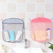 1pc Cute Cartoon Colorful Suction Cup Net Bag, Bathroom Storage Organizer Mesh Hanging Bag For Bathtub, Shower, Dorm