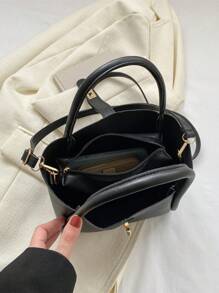 Nuevo bolso de madre de moda de mujer de unicolor de PU, versátil bolso bandolera con monedero pequeño