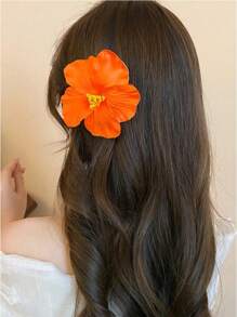 Haarspangen im Hawaii-Blumen-Stil für Frauen, Hibiskus-Haarspange, 3,5 Zoll künstliche Blumenspangen für Urlaub, Strandparty, Haarklammern, Haarspangen