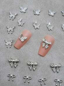 20pcs/Pack Nail Art Decorations - Assorted Butterfly & Bow Designs, Suitable For Nail Art Decoration
