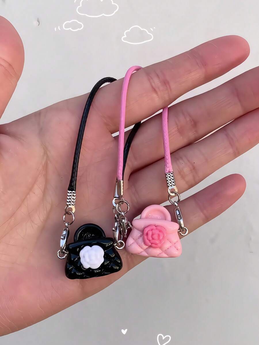 1pc First And Second Generation Pendant Dolls, Elegant And Fashionable Small Sachet Accessories, Mini Model Simulation Camellia Creative Fashion Luxury Bag Keychain Pendant Bag Hanging Accessories, Fashionable Holiday Gifts