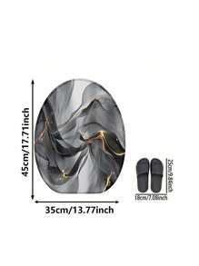 1/3pcs Modern Home Grey Ink Print Bath Mat Set, Flannel Bathroom Toilet Seat Cover, Anti-Slip Absorbent Soft Thickened Bathroom Mat Carpet With U-Shaped Toilet Seat Cover & Lid Cover