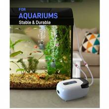 Pompa d'aria per acquario, ossigenatore ad alta portata per vasche pesci con flusso regolabile, pompa d'aria per acquario leggera ed efficiente dal punto di vista energetico, accessori per acquario, inclusi pietre d'aria, tubature e valvole di ritegno, pompa a doppia uscita d'aria adatta per vasche pesci, acquari, terrari per pesci, bocce per pesci, trasporto temporaneo di pesci vivi, appassionati di pesca, trasporto su brevi distanze di pesci vivi