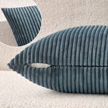 1/2pcs Navy Blue Corduroy Striped Decorative Pillow Case, Sofa Cushion Cover, Office, Living Room Decor