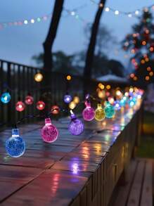 1 pacote 20/30/50/100/200 Luzes de Fio Solar em Formato de Esfera de Cristal LED, Luzes Solares para Uso Externo, Com 8 Modos de Iluminação, Decorações de Halloween Externas para Jardim, Árvore, Pátio, Festa, Natal, Pátio