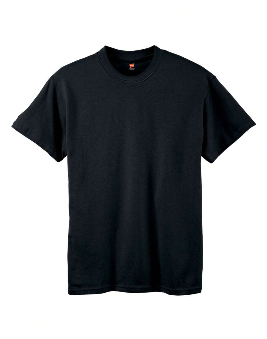 Hanes Boys Essential-T Short Sleeve T-Shirt 6-Pack, Black - Black - View 1
