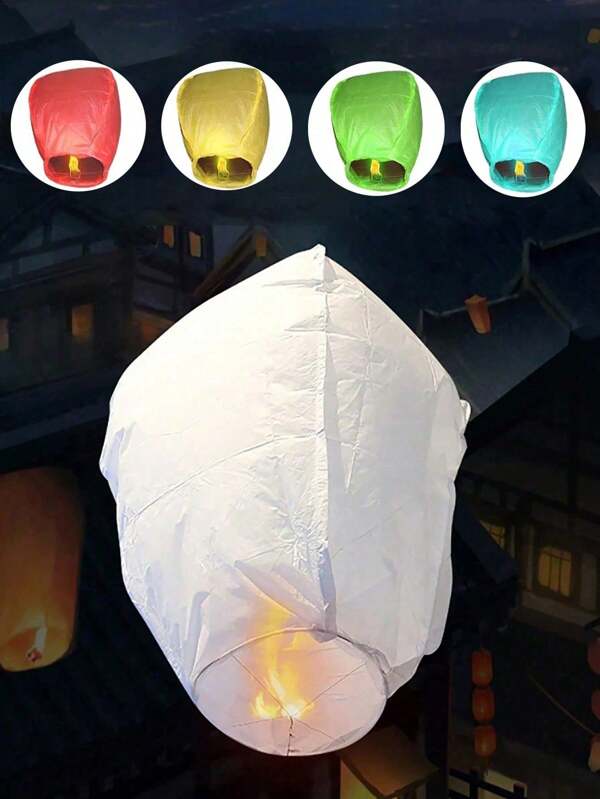 2/5/10/20/50pcs Chinese Lanterns To Release The Sky, Release The White Candle Paper Lanterns, Candle Lamps. Ideal For Family Gatherings, Commemorative Activities, Love Tokens, Weddings, Birthdays, Commemorations, Parties