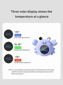 1 pieza Termómetro de agua para bañera de bebé - Termómetro digital de temperatura del agua y de la habitación, con diseño flotante de nutria marina para uso en piscina de bebés y niños pequeños con alerta de temperatura
