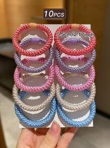 10 Stück/Set Multifarbige geflochtene elastische Haargummis für Frauen, weiche Haargummis für Zöpfe, modischer und einfacher Stil, geeignet für Alltag und Outdoor, saisonales Accessoire-Set Haargummis Haarseil